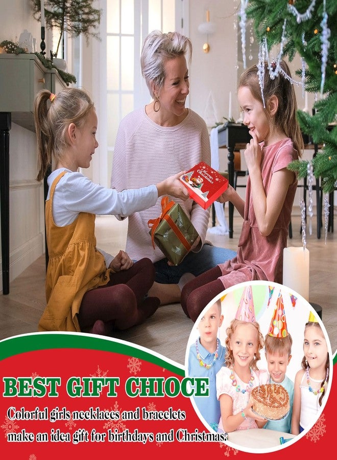 Tondiamo 4 Set Christmas Jewelry for Little Girls Princess Dress up Kids Jewelry Gift Beaded Necklaces and Bracelets with Gift Box for Christmas Birthday Party Favors (Classic) - Image 3